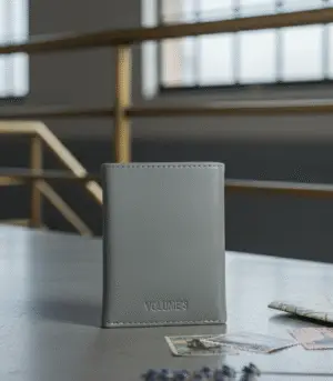 Minimalistic CardHolder Wallet Ash White – Luxury Leather Texture